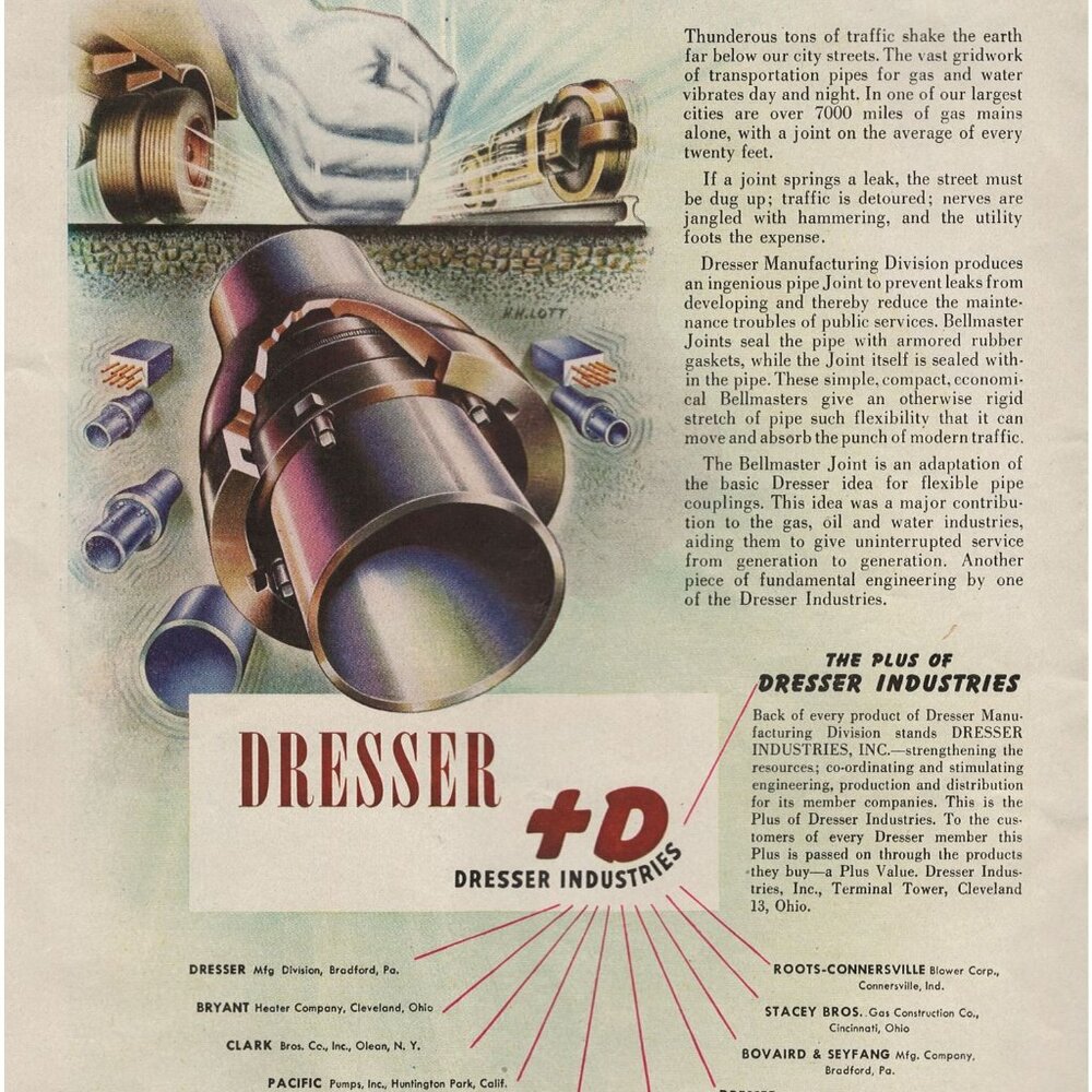 Vintage 1945 Dresser Industries Print Ad Underground Agent On A Public Mission u